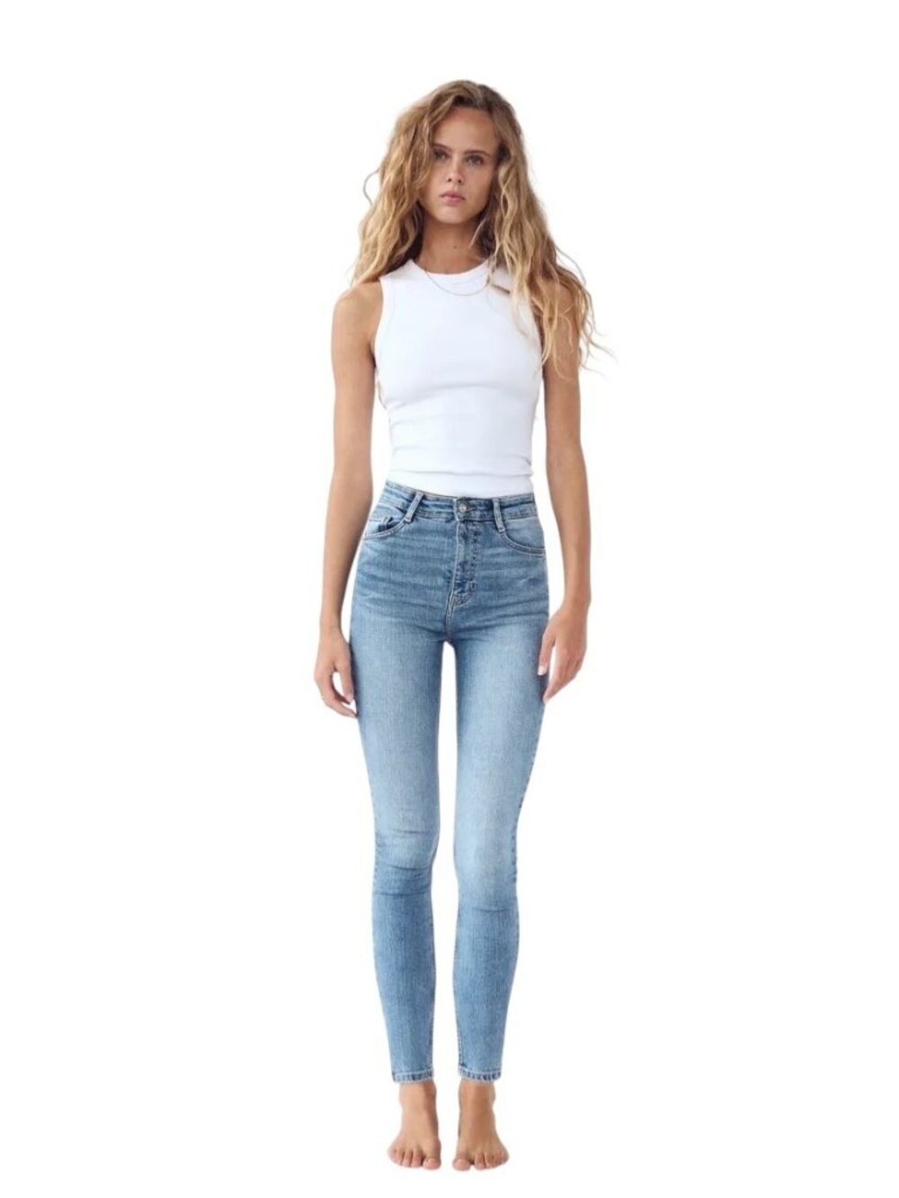 Zara Woman Skinny Jeans Blue Size 4 Minimalist Spring Casual Coastal Classic